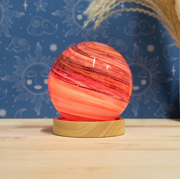 12cm Brown Colour Changing Planetary Glass LED Lamp