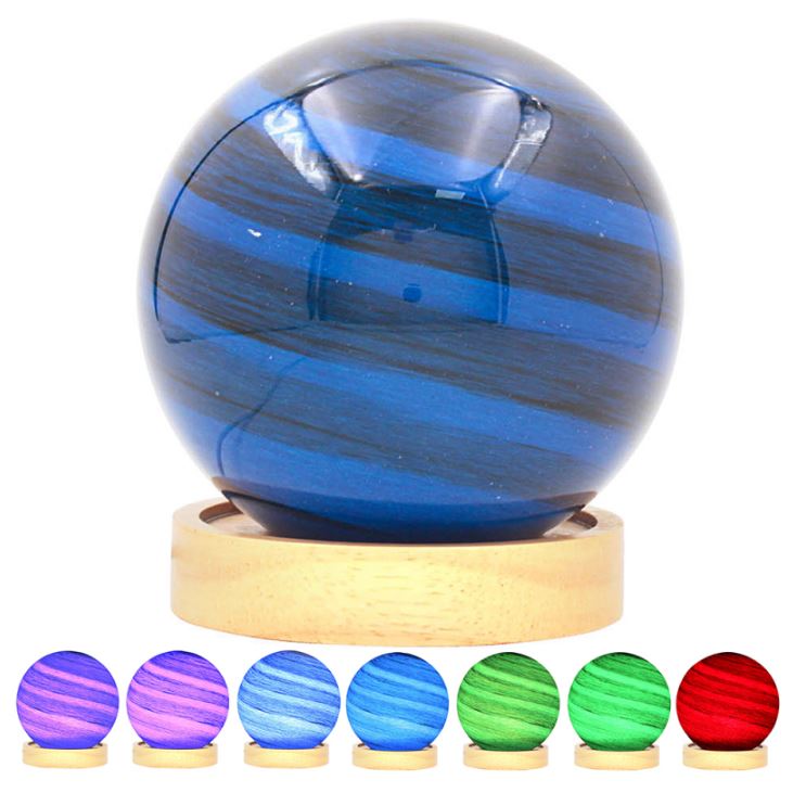 12cm Dark Blue Colour Changing Planetary Glass LED Lamp