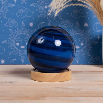 12cm Dark Blue Colour Changing Planetary Glass LED Lamp