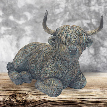 Large Highland Cow Sitting Statue