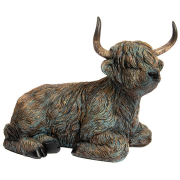 Large Highland Cow Sitting Statue