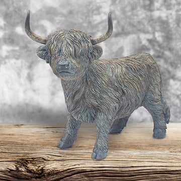 Large Highland Cow Walking Statue