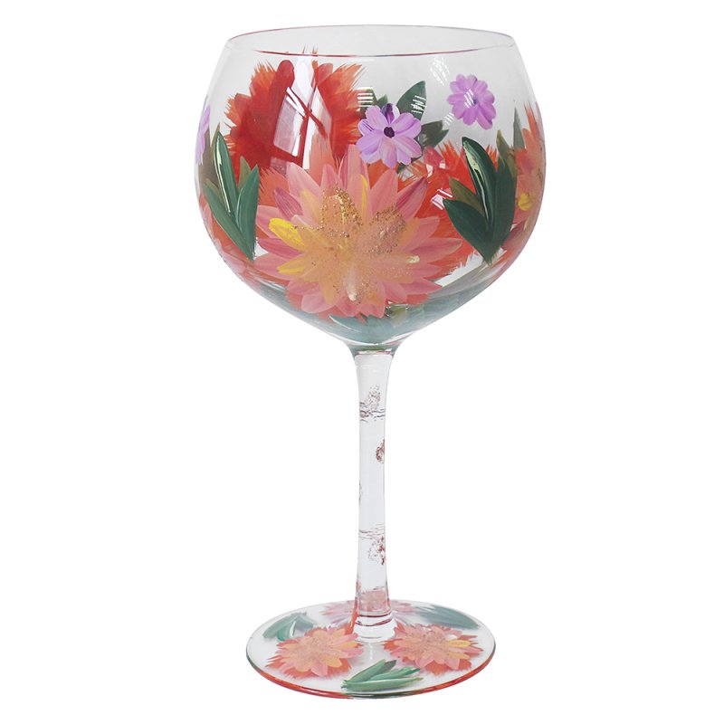 Lynsey Johnstone Hand Painted Dahlias 600ml Gin Cocktail Glass
