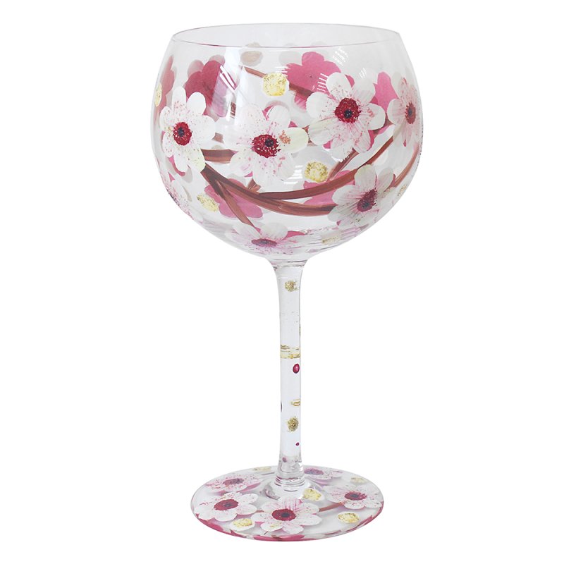 Lynsey Johnstone Hand Painted Blossom Flower 600ml Gin Cocktail Glass