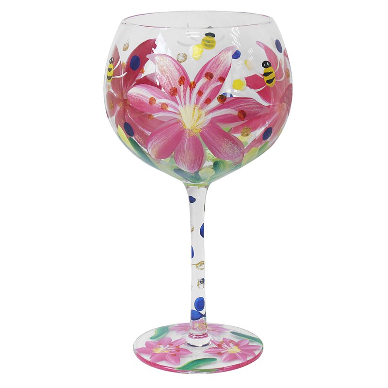 Lynsey Johnstone Hand Painted Lilies 600ml Gin Cocktail Glass