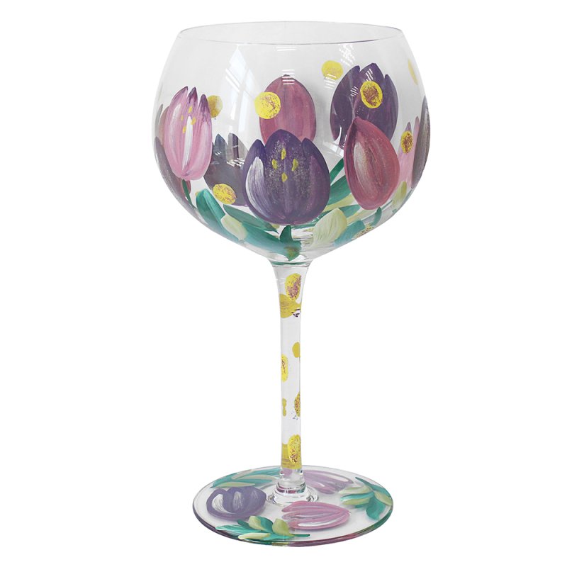 Lynsey Johnstone Hand Painted Tulips 600ml Gin Cocktail Glass