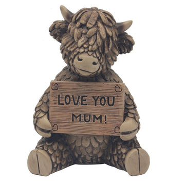 Highland Cow Love You Mum Resin Figurine