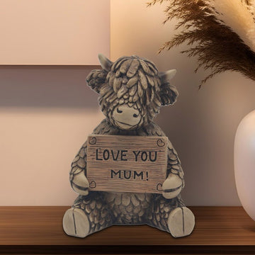 Highland Cow Love You Mum Resin Figurine