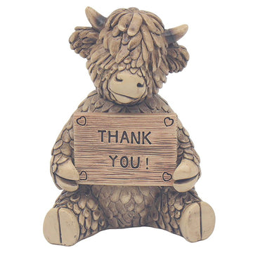Figurine Ornament Resin Highland Cow Thank You Collection