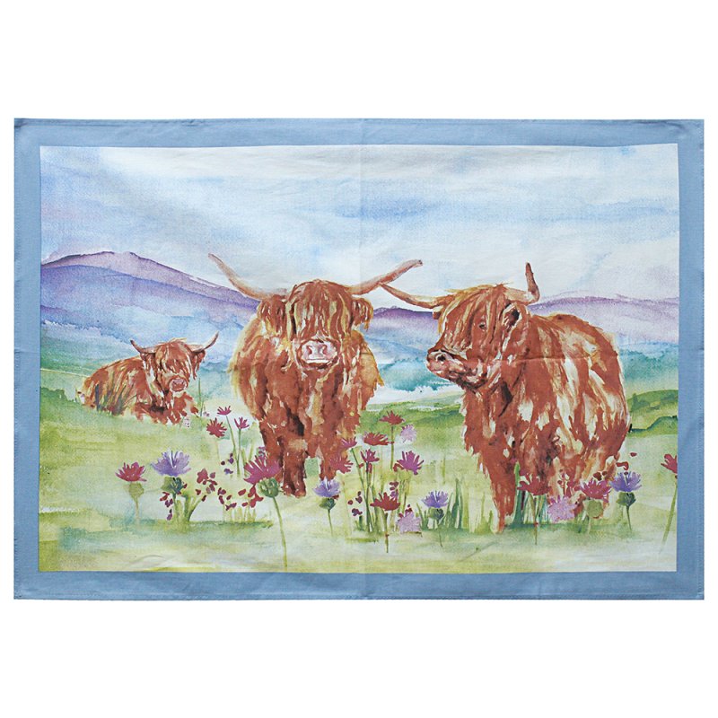 Highland Cow Tea Towel