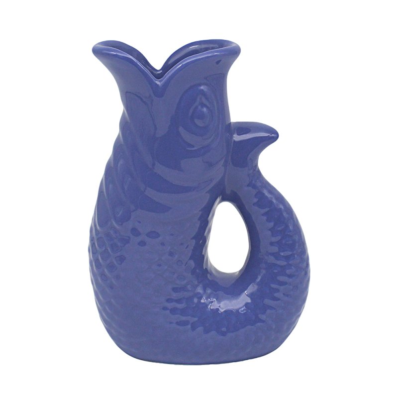 Blue 26cm Ceramic Fish Jug Vase