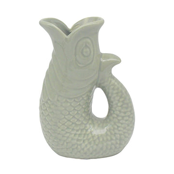 Green 20cm Ceramic Fish Jug Vase