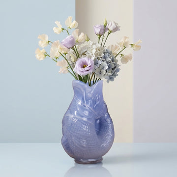 24cm Tinted Blue Glass Fish Flower Vase