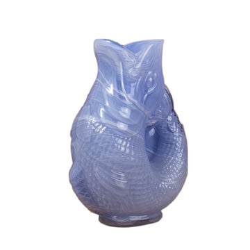 24cm Tinted Blue Glass Fish Flower Vase