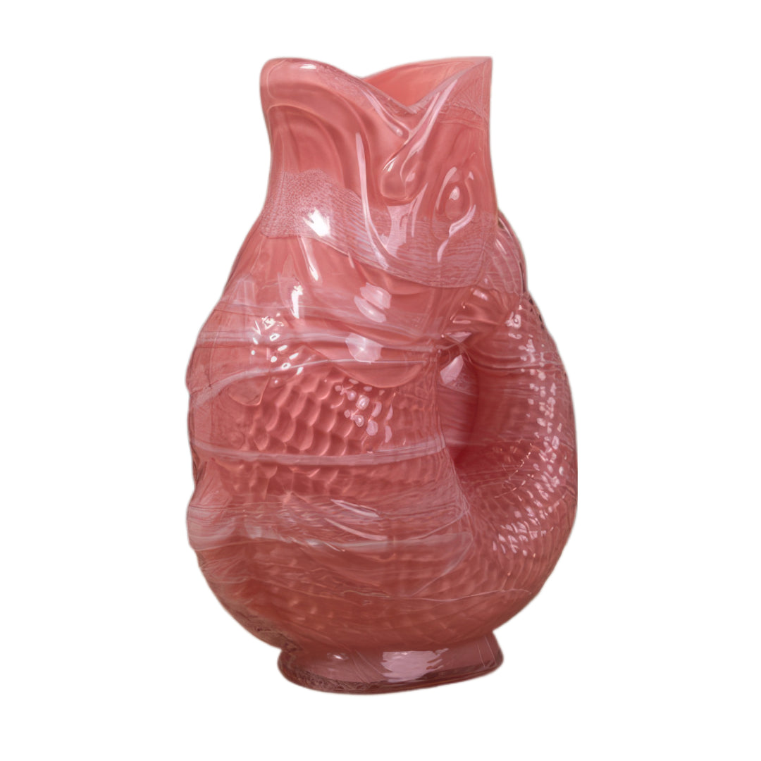 24cm Tinted Pink Glass Fish Flower Vase