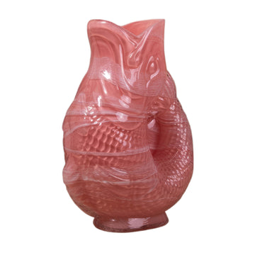 24cm Tinted Pink Glass Fish Flower Vase