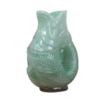 24cm Tinted Green Glass Fish Flower Vase