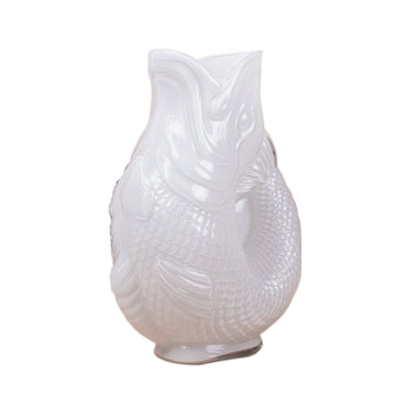 24cm Light Grey Glass Fish Flower Vase