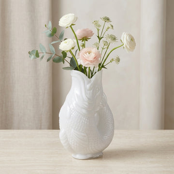 24cm Light Grey Glass Fish Flower Vase