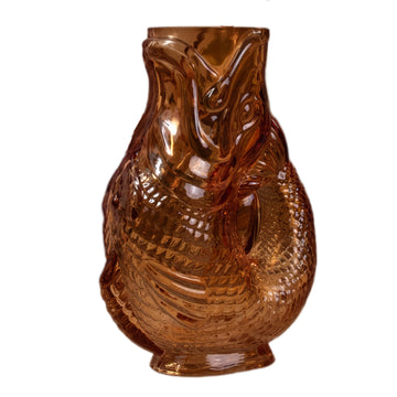 20cm Amber Glass Fish Flower Vase