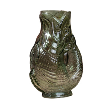 20cm Green Glass Fish Flower Vase