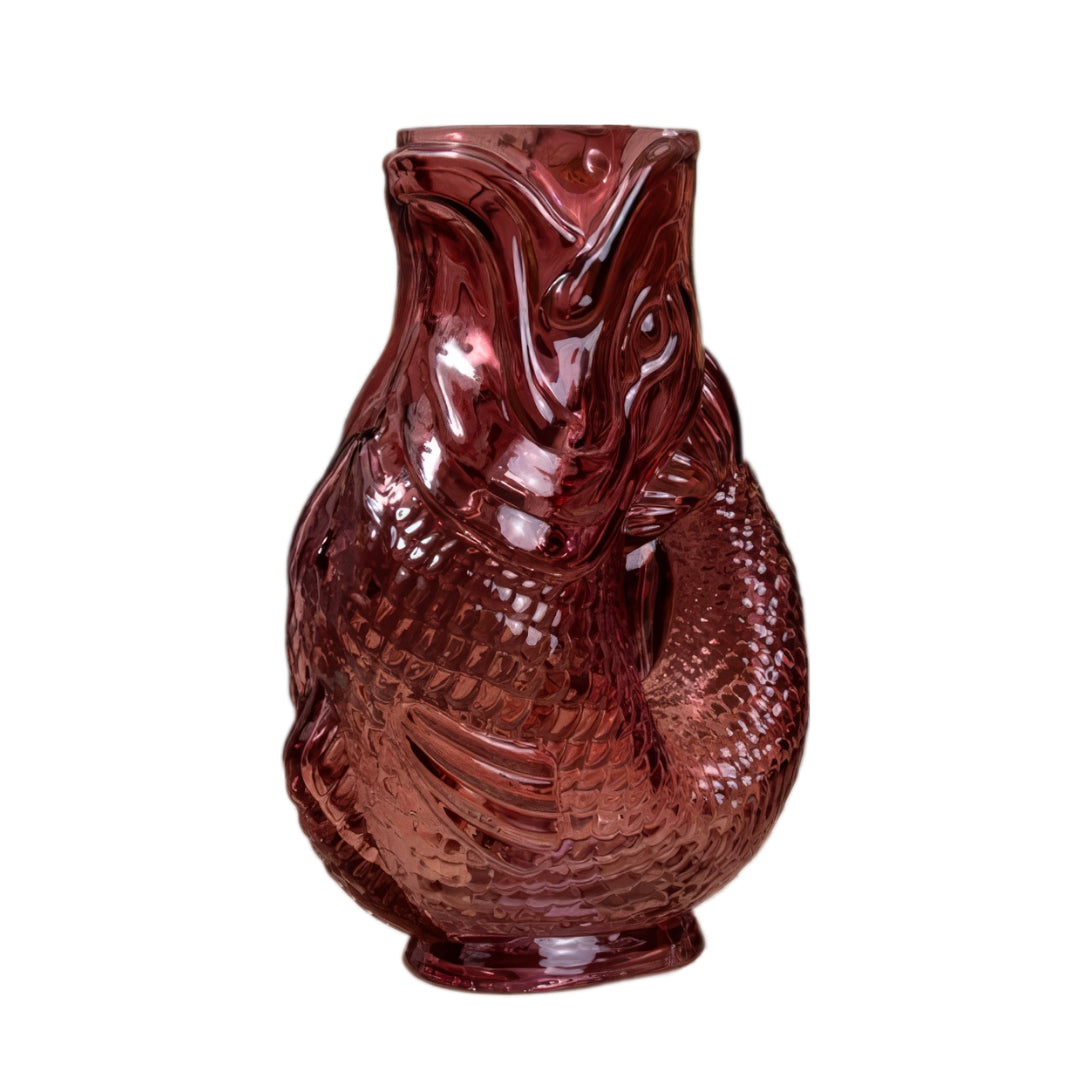 24cm Pink Glass Fish Flower Vase