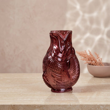 20cm Pink Glass Fish Flower Vase