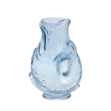 20cm Blue Glass Fish Flower Vase