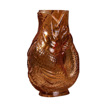 24cm Amber Glass Fish Flower Vase