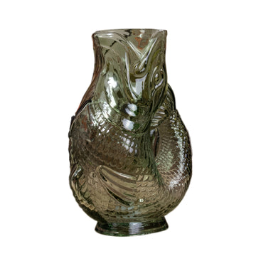 24cm Green Glass Fish Flower Vase