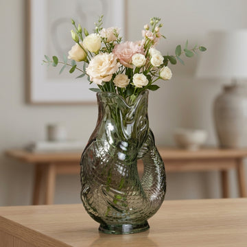 24cm Green Glass Fish Flower Vase