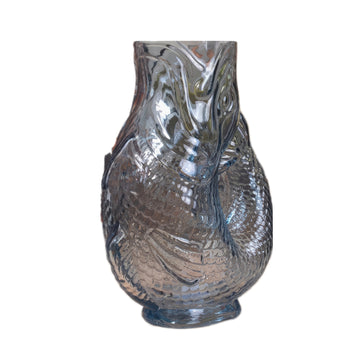 24cm Blue Glass Fish Flower Vase