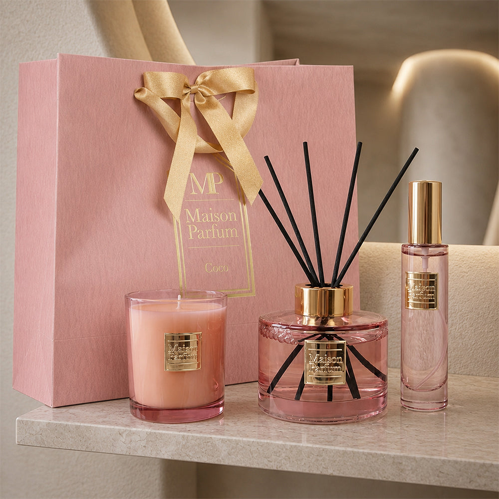 Coco Reed Diffuser Scented Candle & Spray Home Fragrance Gift Set