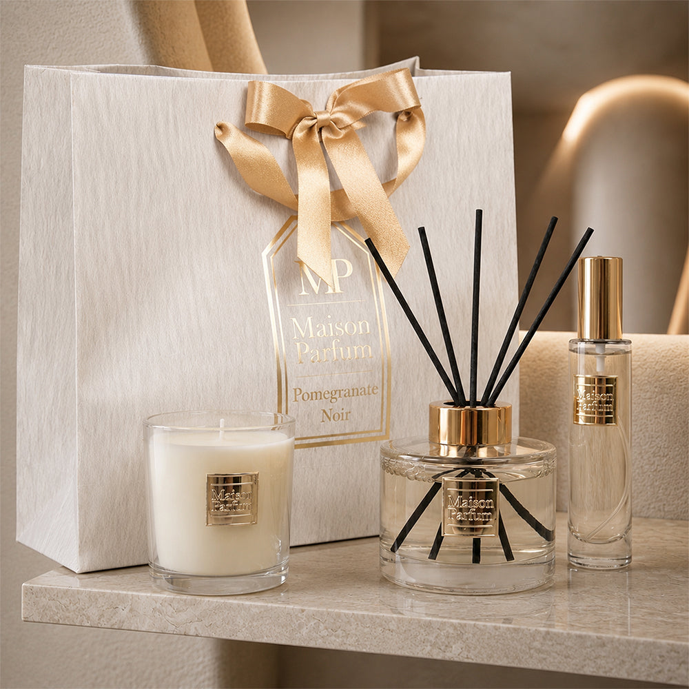 Pomegranate Noir Reed Diffuser Scented Candle & Spray Fragrance Gift Set