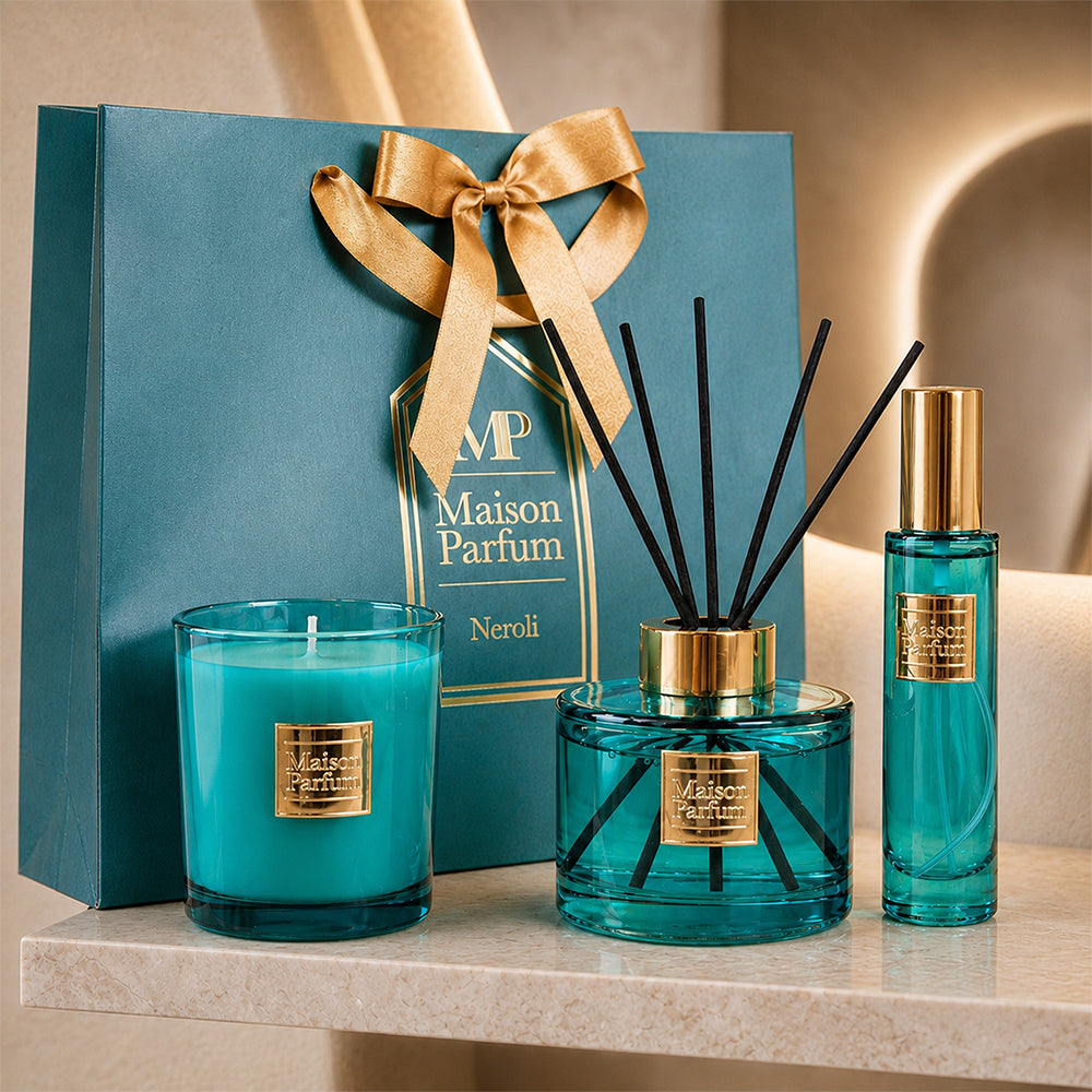 Neroli Reed Diffuser Scented Candle & Spray Fragrance Gift Set