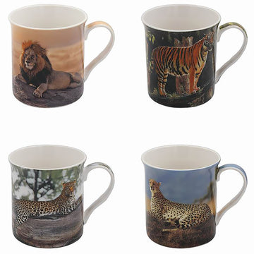 4Pc 275ml Wildlife Animals Theme Ceramic Mugs