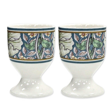 Set of 2 William Morris Blue Pimpernel Fine China Egg Cups