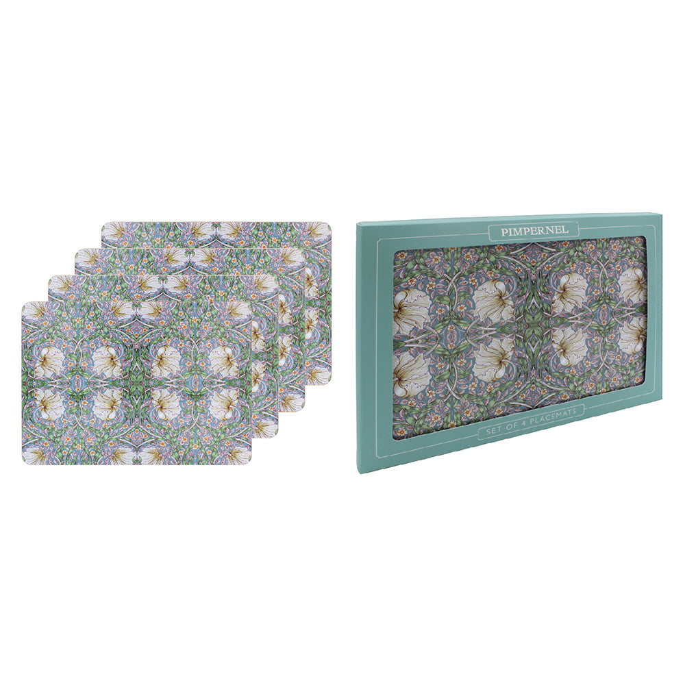 Set of 4 William Morris Blue Pimpernel Cork Backed Placemats