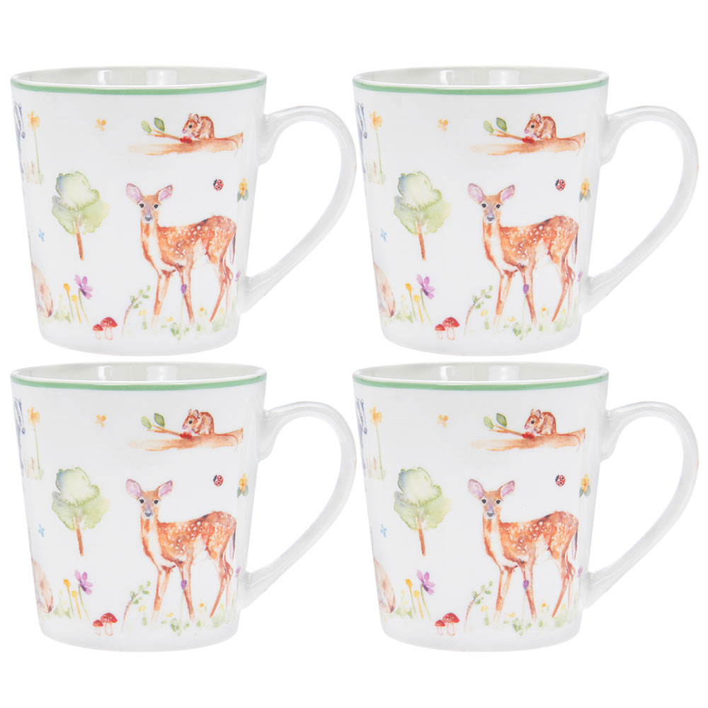 4Pc 350ml Wildlife Animals Theme Ceramic Mugs