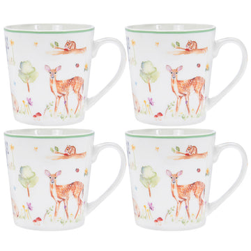 4Pc 350ml Wildlife Animals Theme Ceramic Mugs