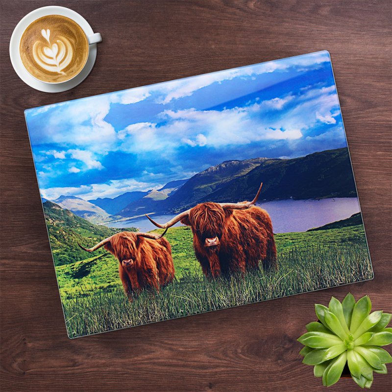 Highland Cow Glass Cutting Chopping Board