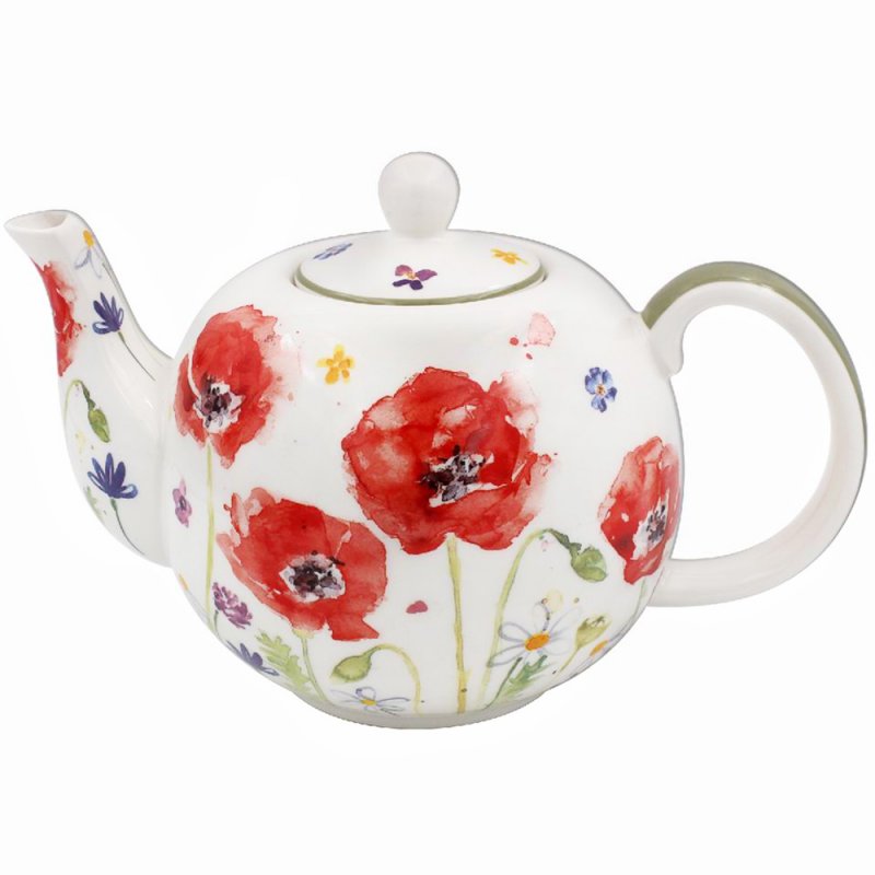 Teapot Poppy Field Design Fine China Coffee Tea Serving