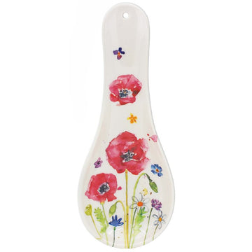 Melamine Spoon Rest Poppy Field Design Tabletop Utensil