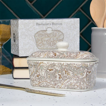 William Morris Bachelors Button Ceramic Butter Dish with Lid