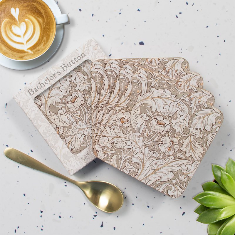 William Morris Bachelors Button 4-Set Cork Back Coasters