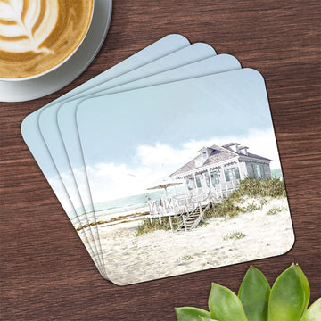 12-pc Sea Breeze Mugs, Coasters & Placemats Set - Watercolour Beach