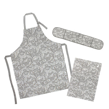 3-pc William Morris Bachelors Button Double Glove, Apron & Table Cloth Set