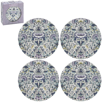 12-pc Set W Morris Lodden Lotus Coasters Mugs Cork Placemat Floral