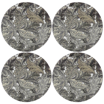 W Morris Acanthus Set of 4 Brown Victorian Ceramic Round Coasters