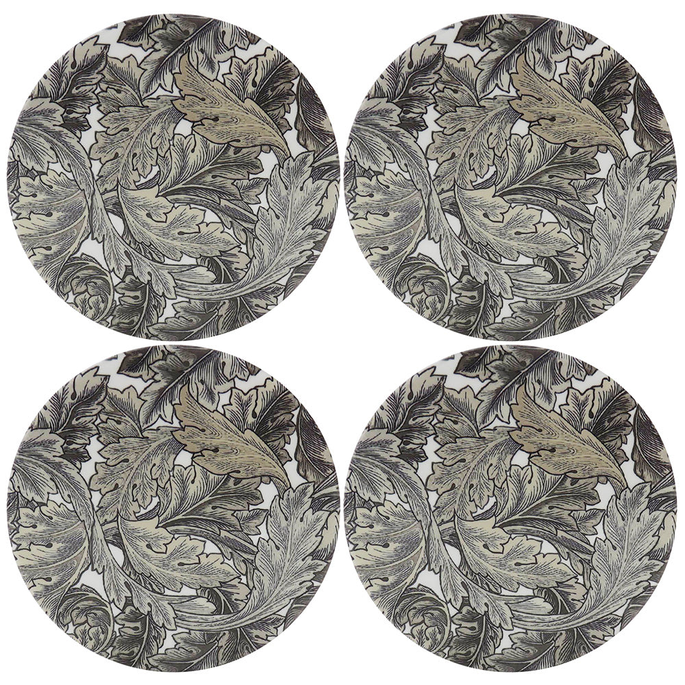 William Morris Acanthus Set of 4 Brown Victorian Ceramic Round Coasters